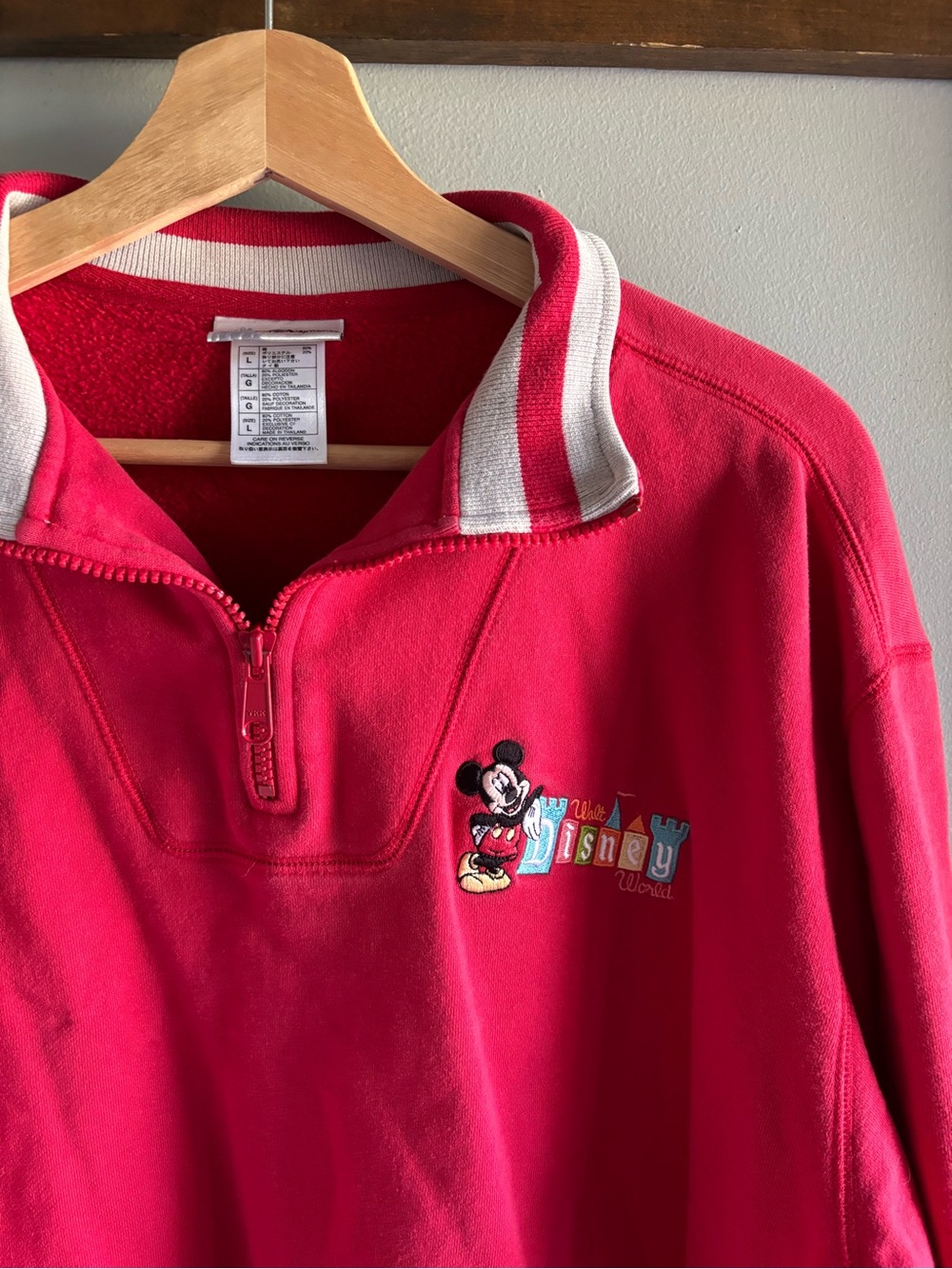 Vintage Disney World Embroidered Quarter Zip  Size L